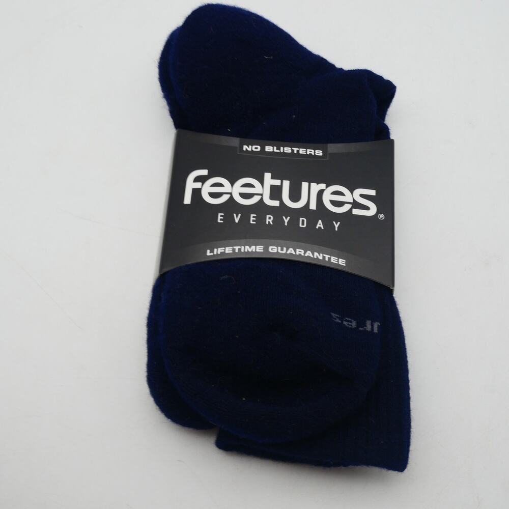 NEW Feetures Everyday Max Cushion Crew Socks Men' 6-8.5  Moisture-Wicking  Blue